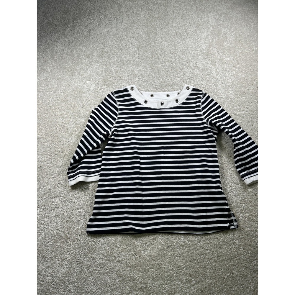Allison Daley Shirt‎ Womens Small Striped Nautical Grommet Pullover Top